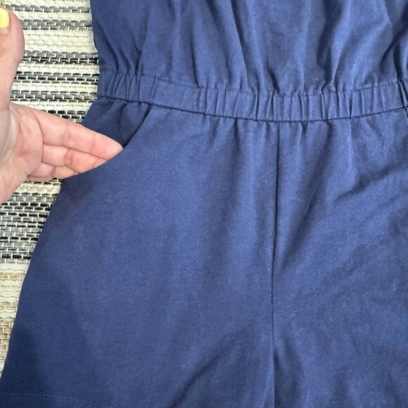 Janie and Jack Girls Ric Rac Cold Shoulder Romper 100% Cotton Patriotic Blue 7 - Picture 4 of 8